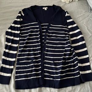 Navy and White Striped Cardigan